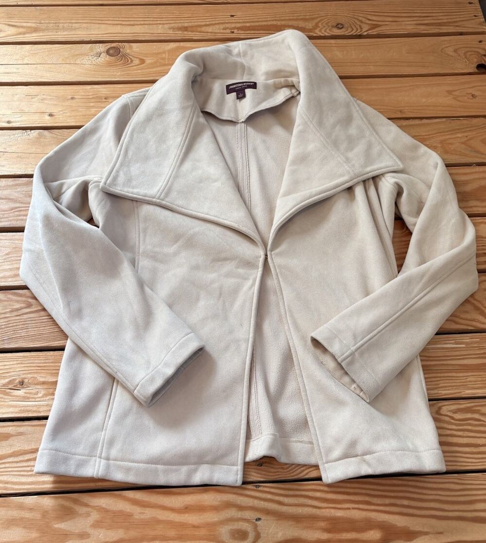 Johnston & Murphy Women’s Faux Suede Front clasp jacket size L Cream N6